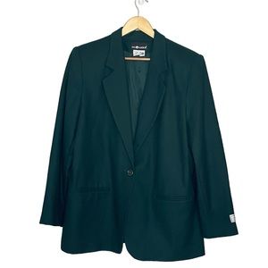 Vintage 80’s Pure New Wool Emerald Green Boyfriend Blazer 18